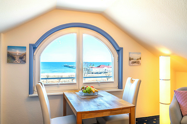 Blick aus der Ferienwohnung in Ahlbeck zur Seebrücke